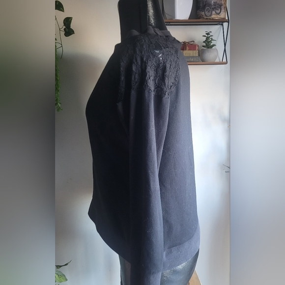 Verve Ami Black Sweater with Lace Detailed Shoulders M - Picture 5 of 7